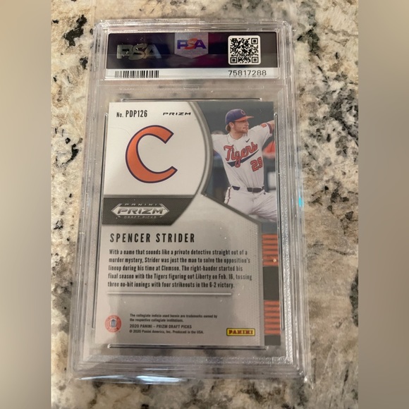 2020 panini draft picks Spencer strider green pulsar RC PSA 10 Gem Mint - Picture 4 of 4